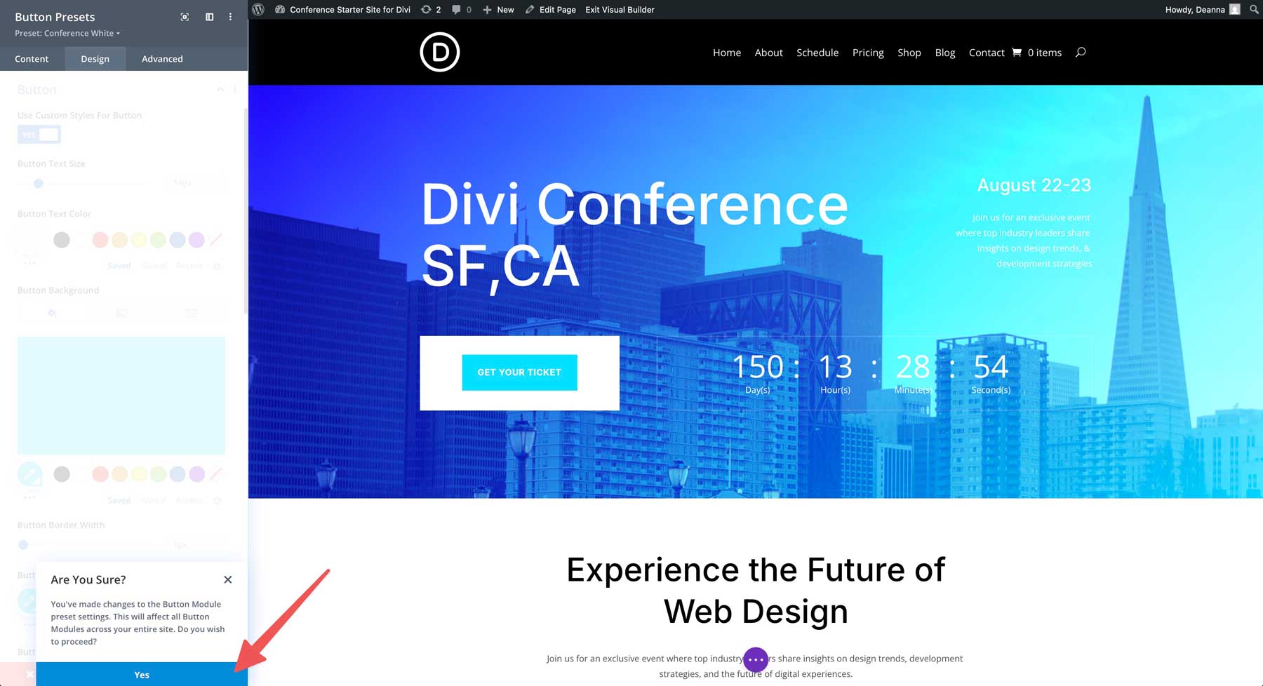 Konferenzstarter Site für Divi