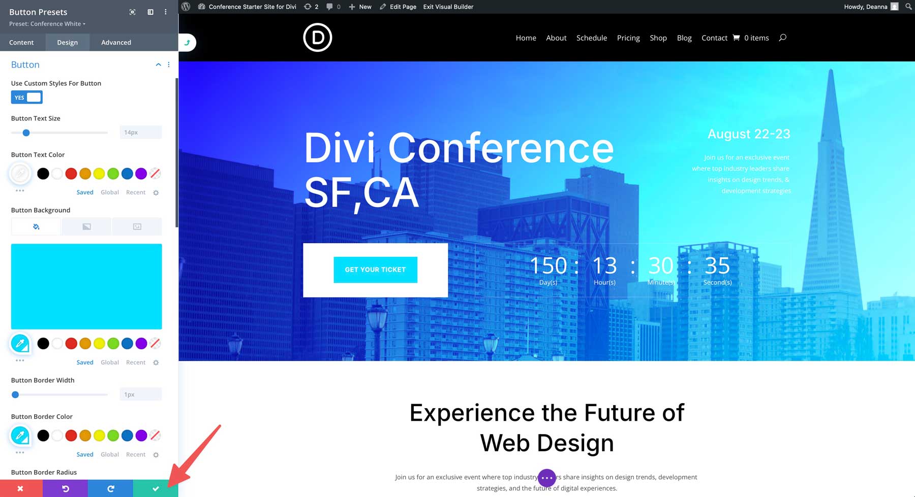Konferenzstarter Site für Divi