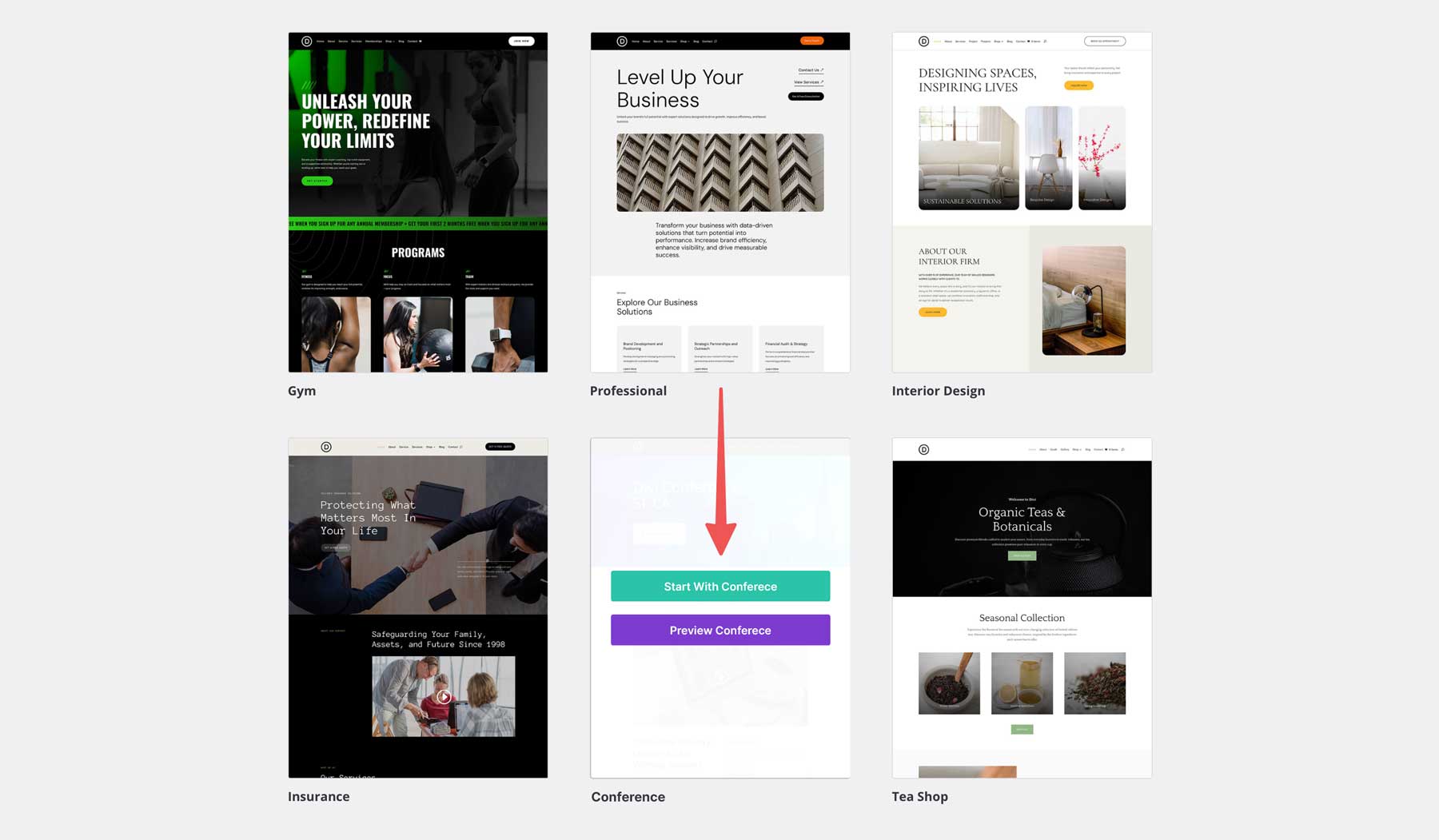 Konferenzstarter Site für Divi