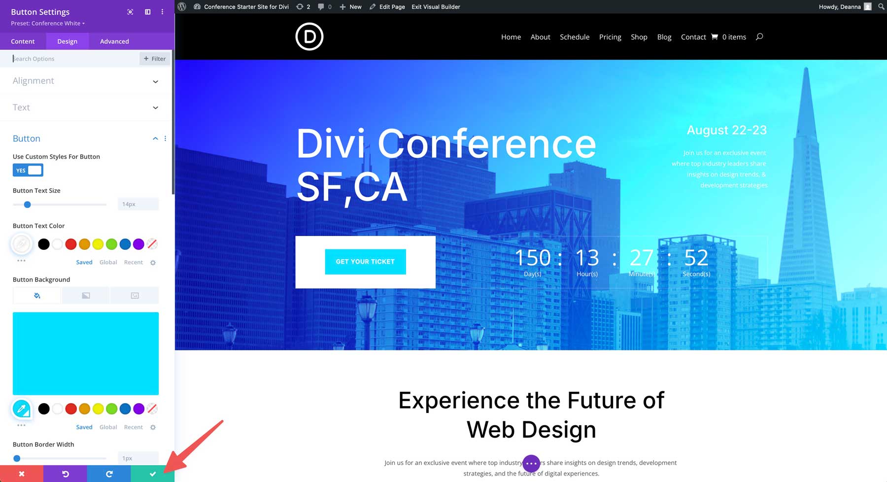 Konferenzstarter Site für Divi