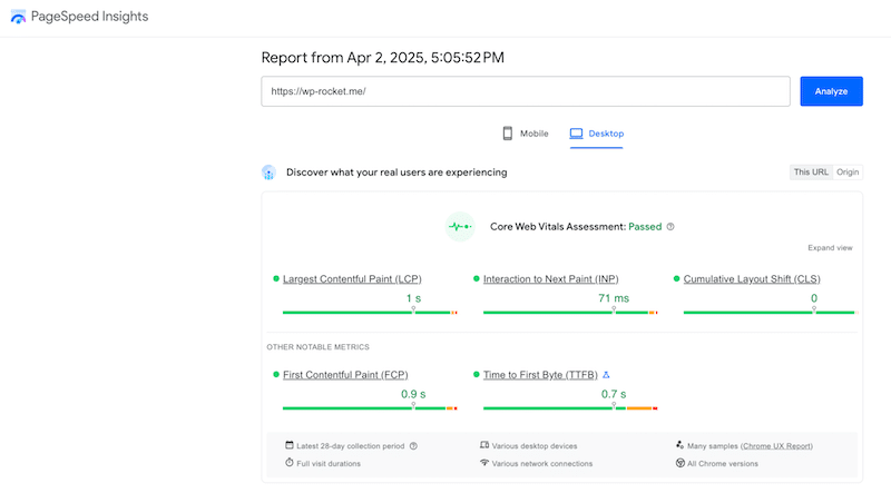 PageSpeed Insightsのページ読み込み速度のコアWebバイタルの測定-Source:PagesSpeed Insights
