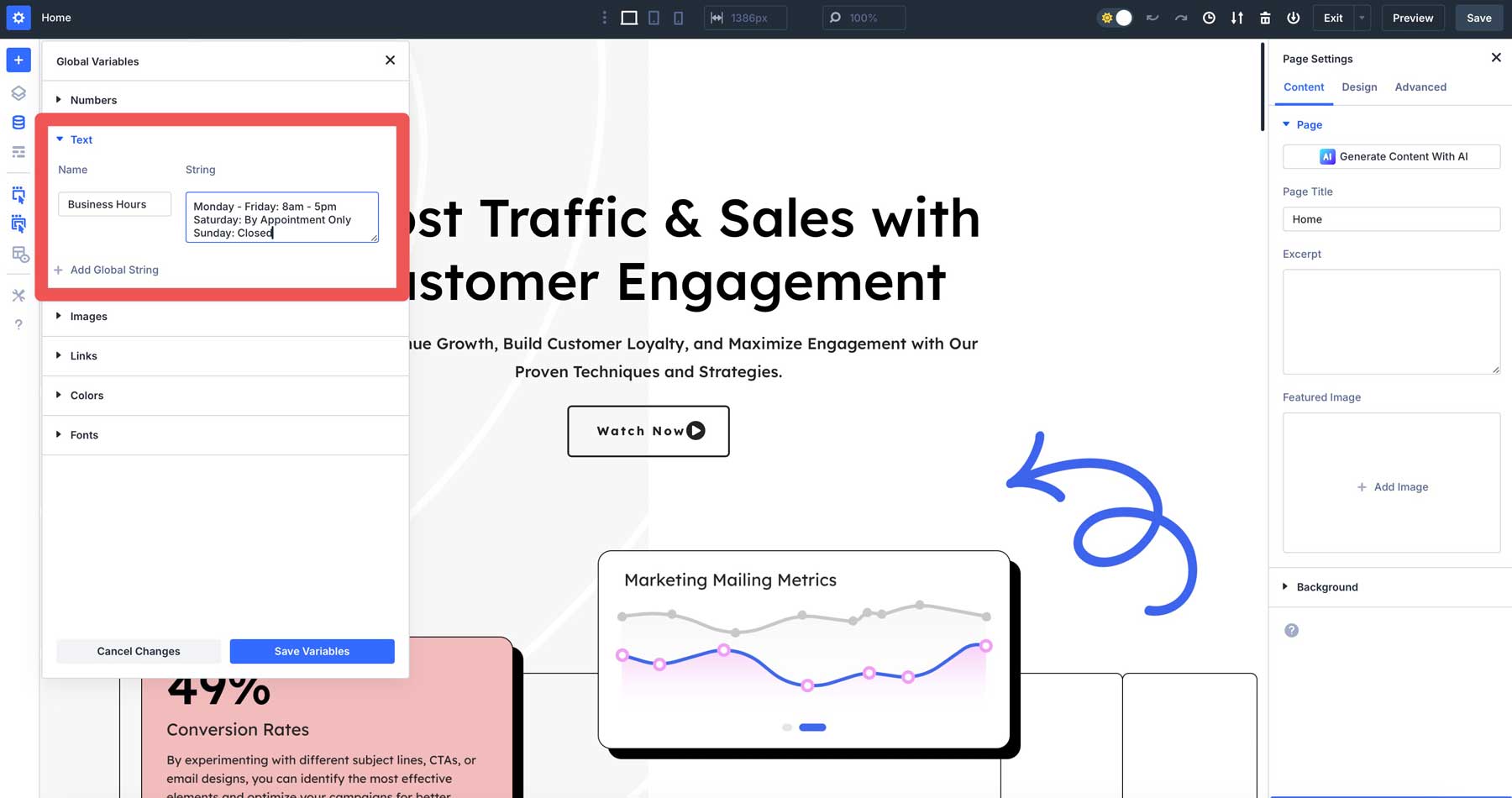 Divi 5의 텍스트 변수