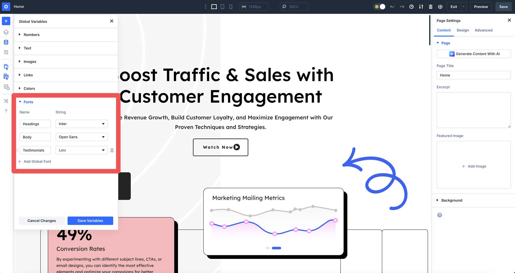 Divi 5의 글꼴 변수