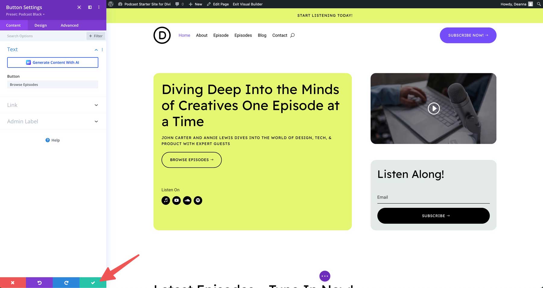 Diviのポッドキャストスターターサイト