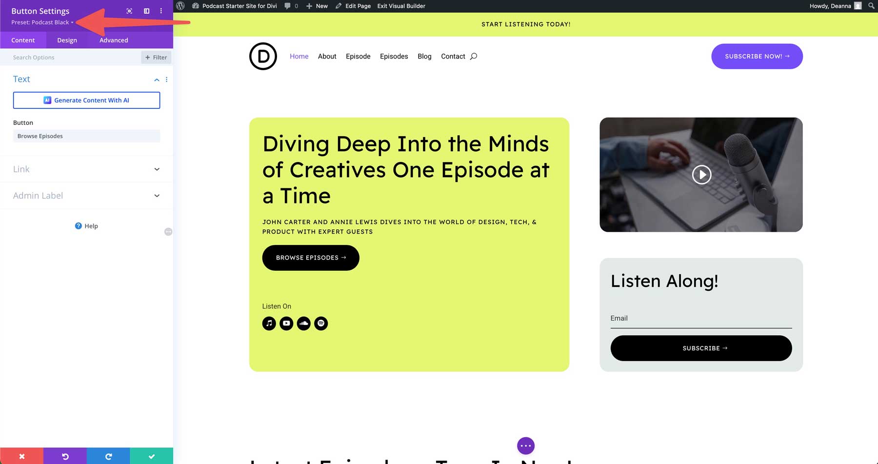 Diviのポッドキャストスターターサイト