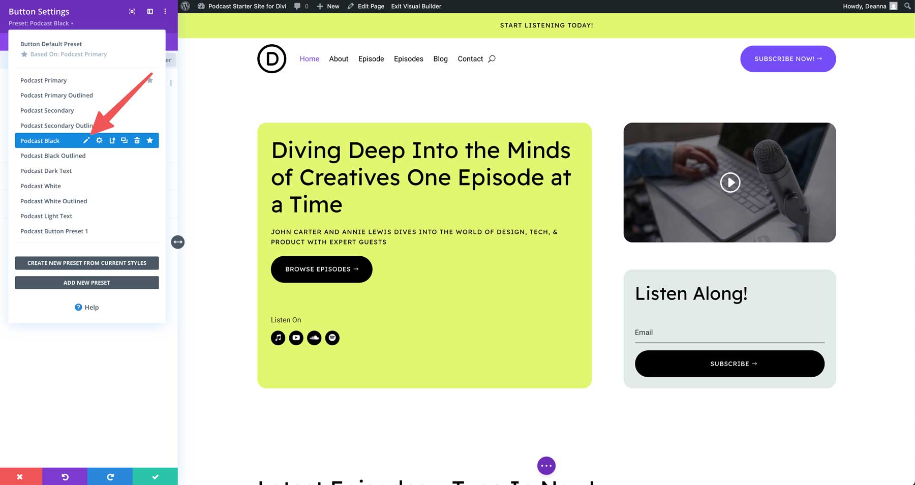 Diviのポッドキャストスターターサイト