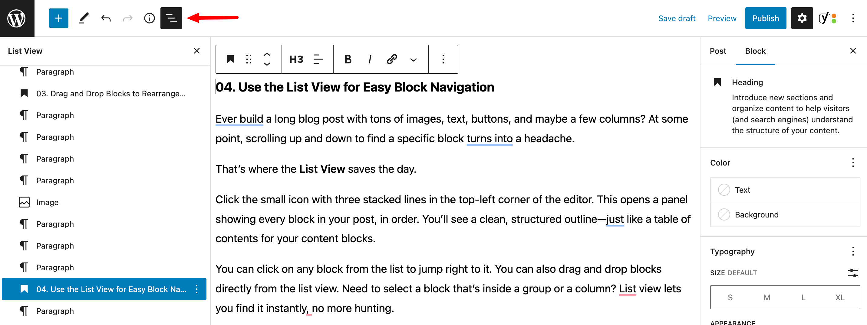 Listen Sie den Trick des WordPress Gutenberg -Editors an