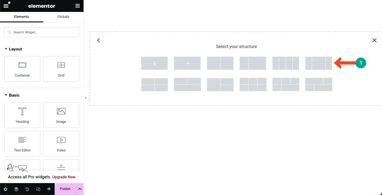 Elementor 2を使用してWordPressにフリップボックスを追加する方法 Select a section for adding an Elementor widget