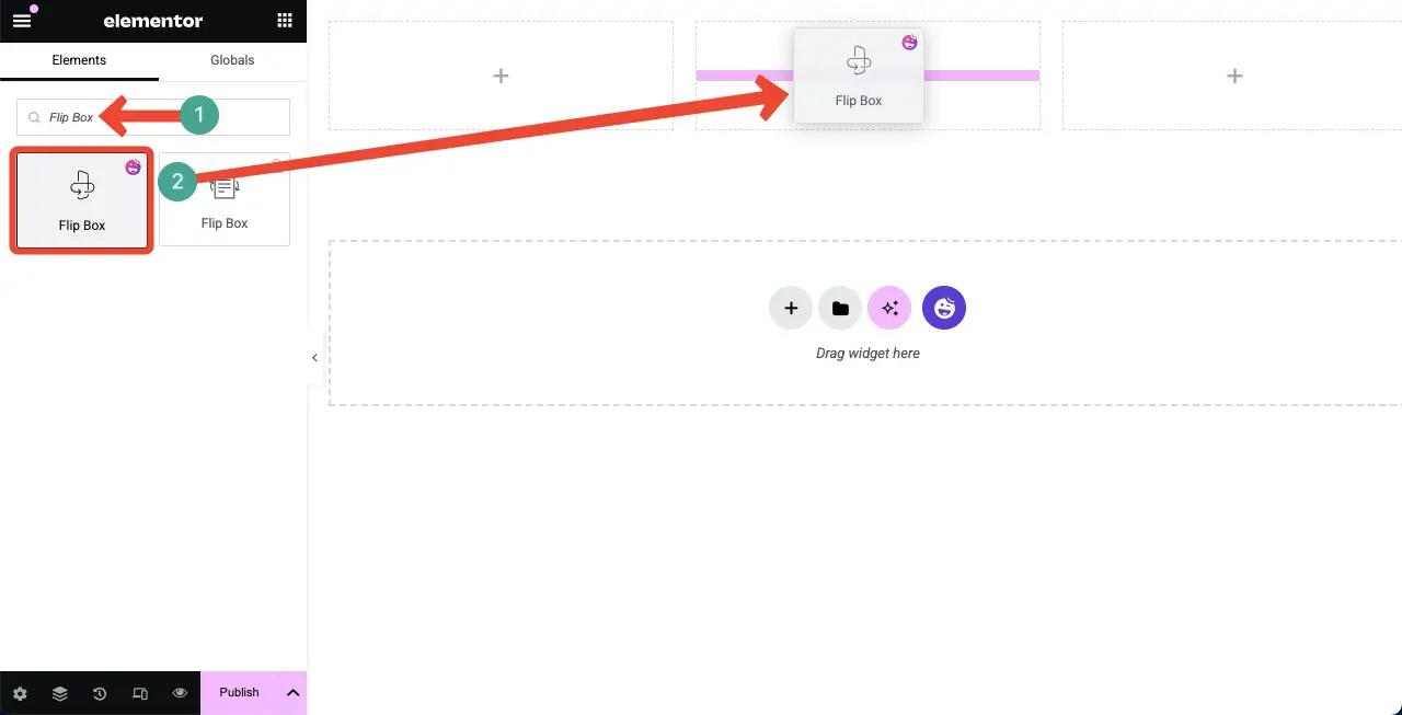 Elementor 3を使用してWordPressにフリップボックスを追加する方法 Drag and drop the flip box widget