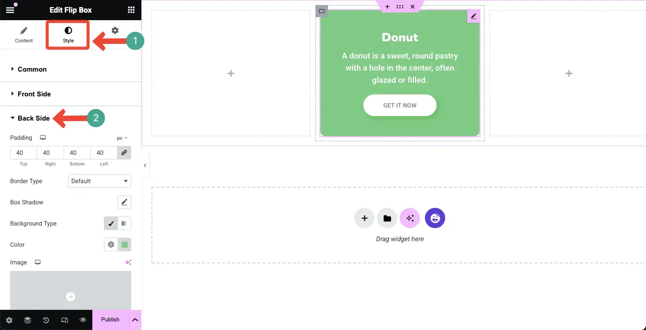 Elementor 12を使用してWordPressにフリップボックスを追加する方法 Stylize the back side of the flip box widget