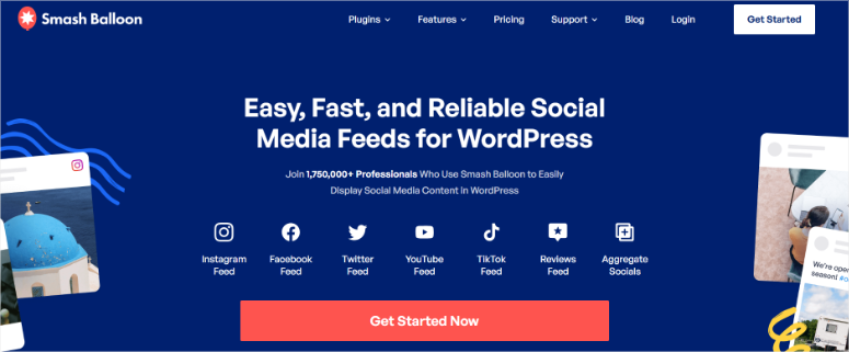 Smash -balloon -homepage - isitwp - detektor tema WordPress gratis smash balloon homepage