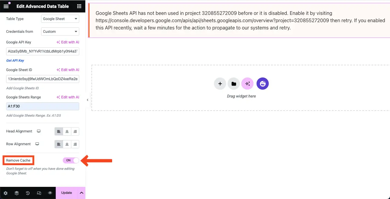 Как встроить лист Google в таблицу WordPress и сделать его сортировкой 12 Remove Cache for displaying the table