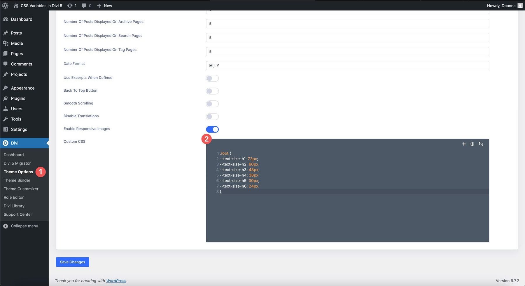 Opzioni a tema Divi