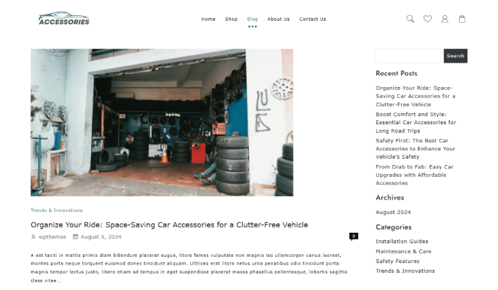 قالب موقع ويب جديد لملحقات السيارات (انقر بنقرة واحدة) 4 car accesories blog
