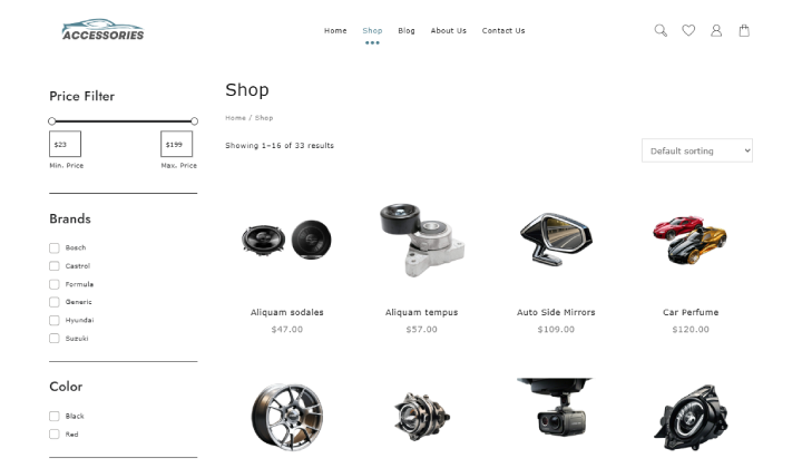 قالب موقع ويب جديد لملحقات السيارات (انقر بنقرة واحدة) 3 car accesories shop
