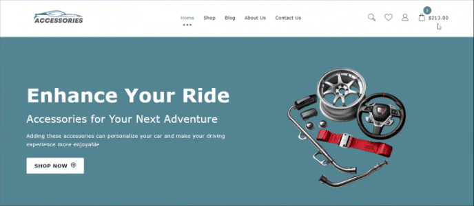 قالب موقع ويب جديد لملحقات السيارات (انقر بنقرة واحدة) 8 shopping cart