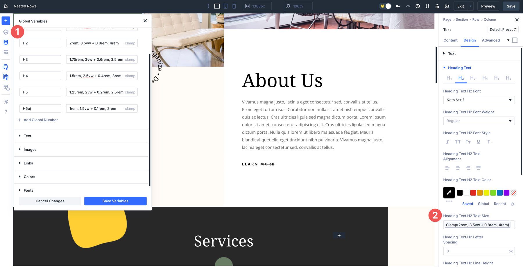 Divi 5 Variables de diseño y unidades avanzadas