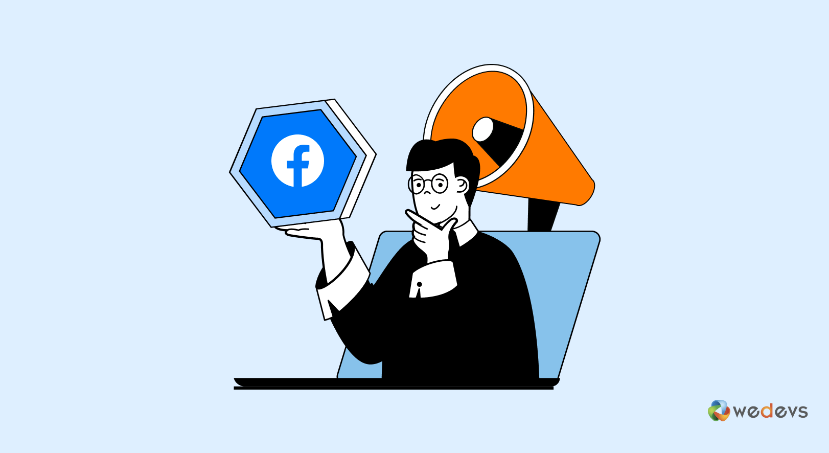 O persoană se gândește când ar trebui să folosească anunțurile Facebook