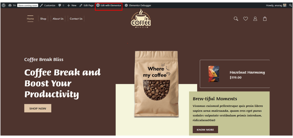 Nueva plantilla de sitio web para cafetería (instalación de un solo clic) 26 coffee shop elementor