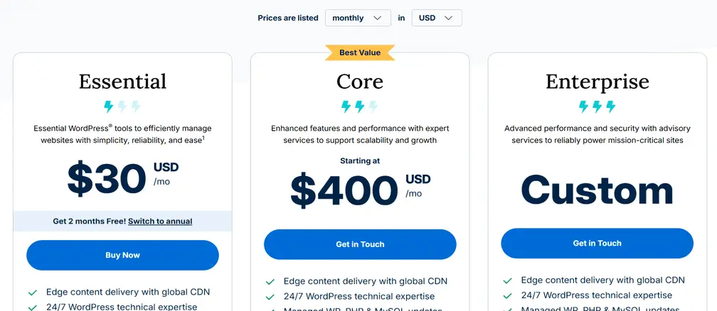 Pressyble Vs WP Silnik: Który dostawca hostingowy jest lepszy? 4 wp engine pricing plans 213
