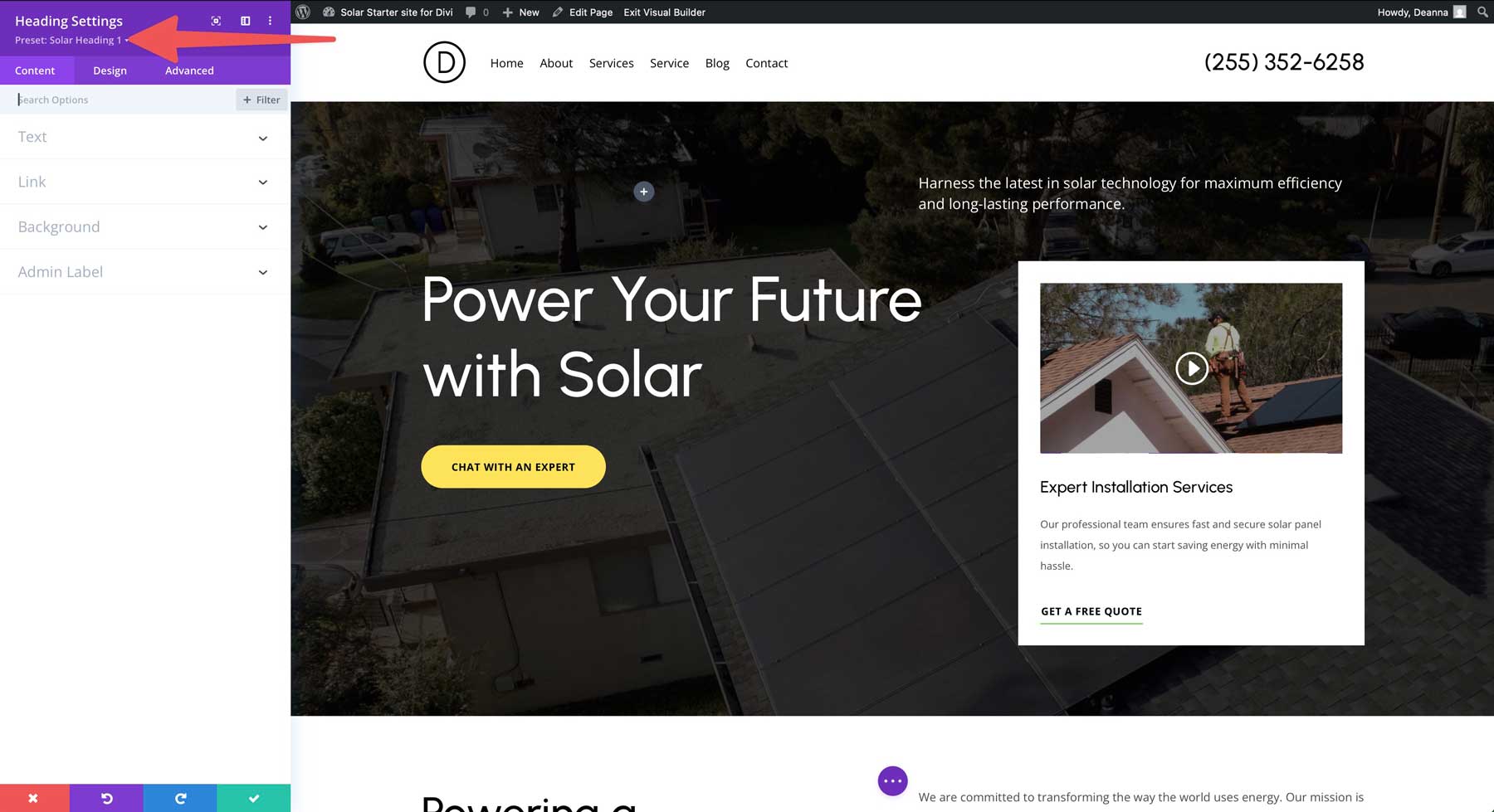 site de démarrage solaire pour divi