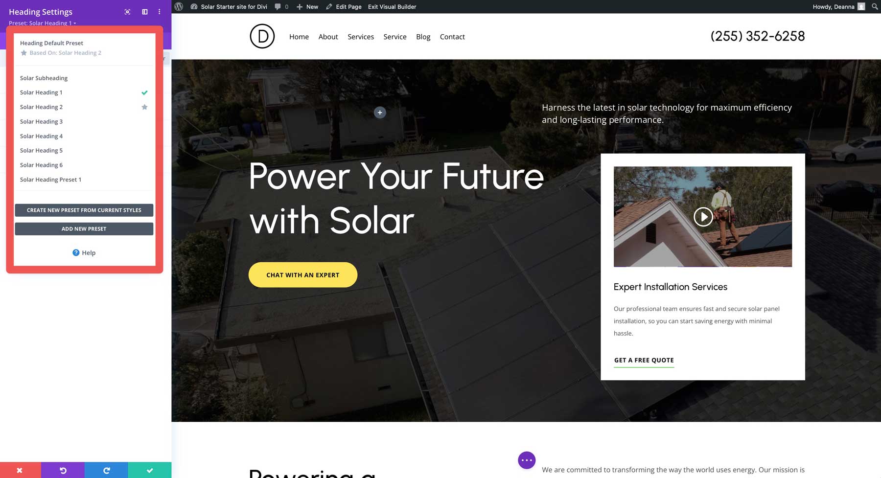 site de démarrage solaire pour divi