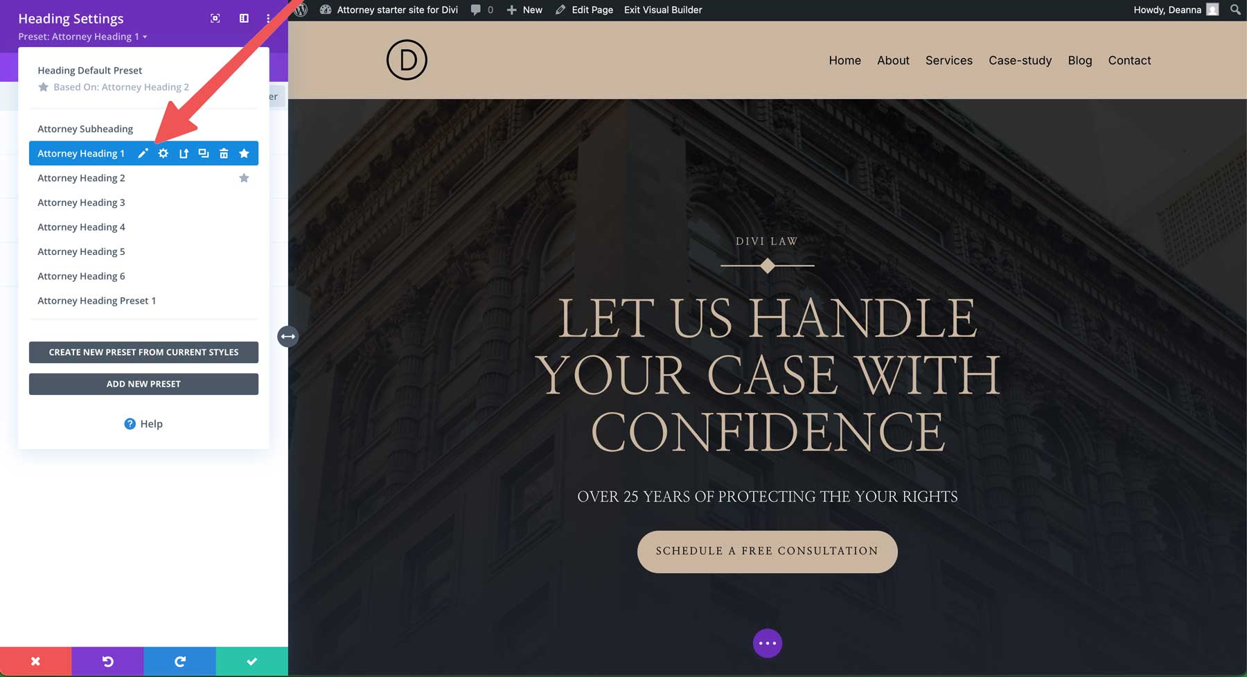 Anwaltsstarter Site für Divi