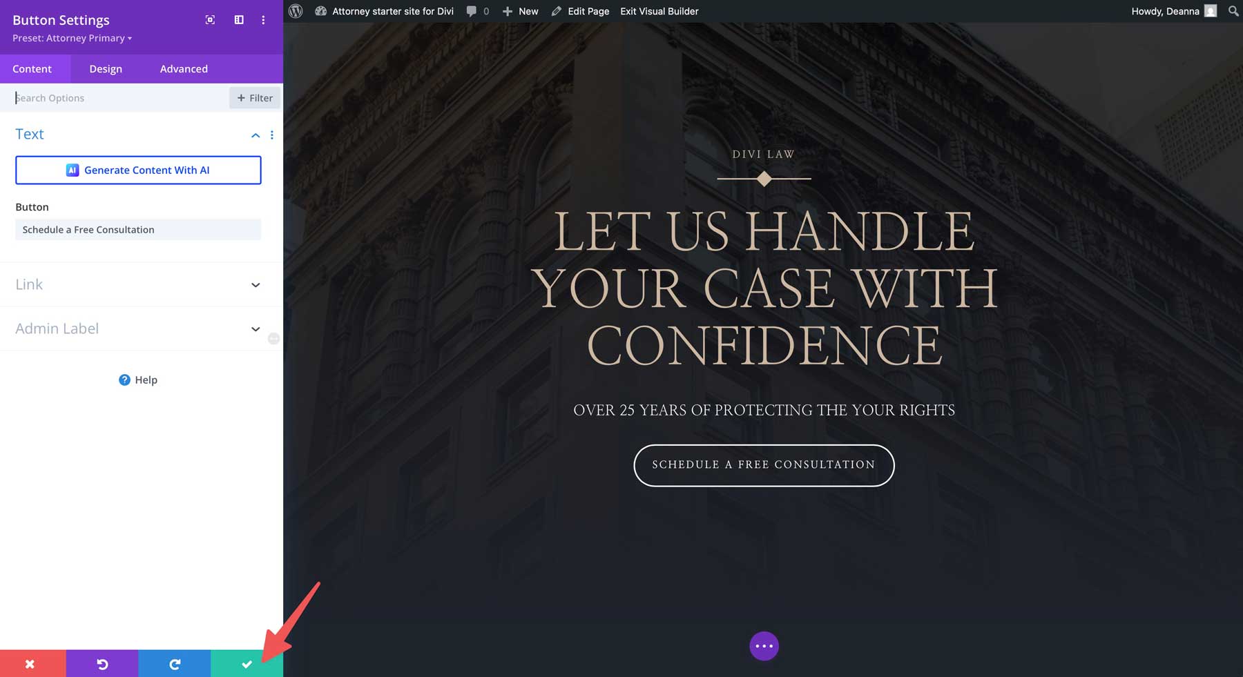Anwaltsstarter Site für Divi
