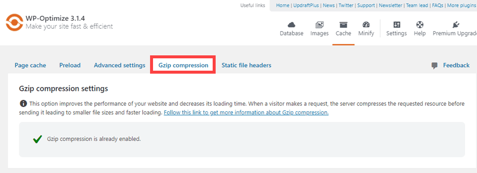 GZIP -Komprimierung