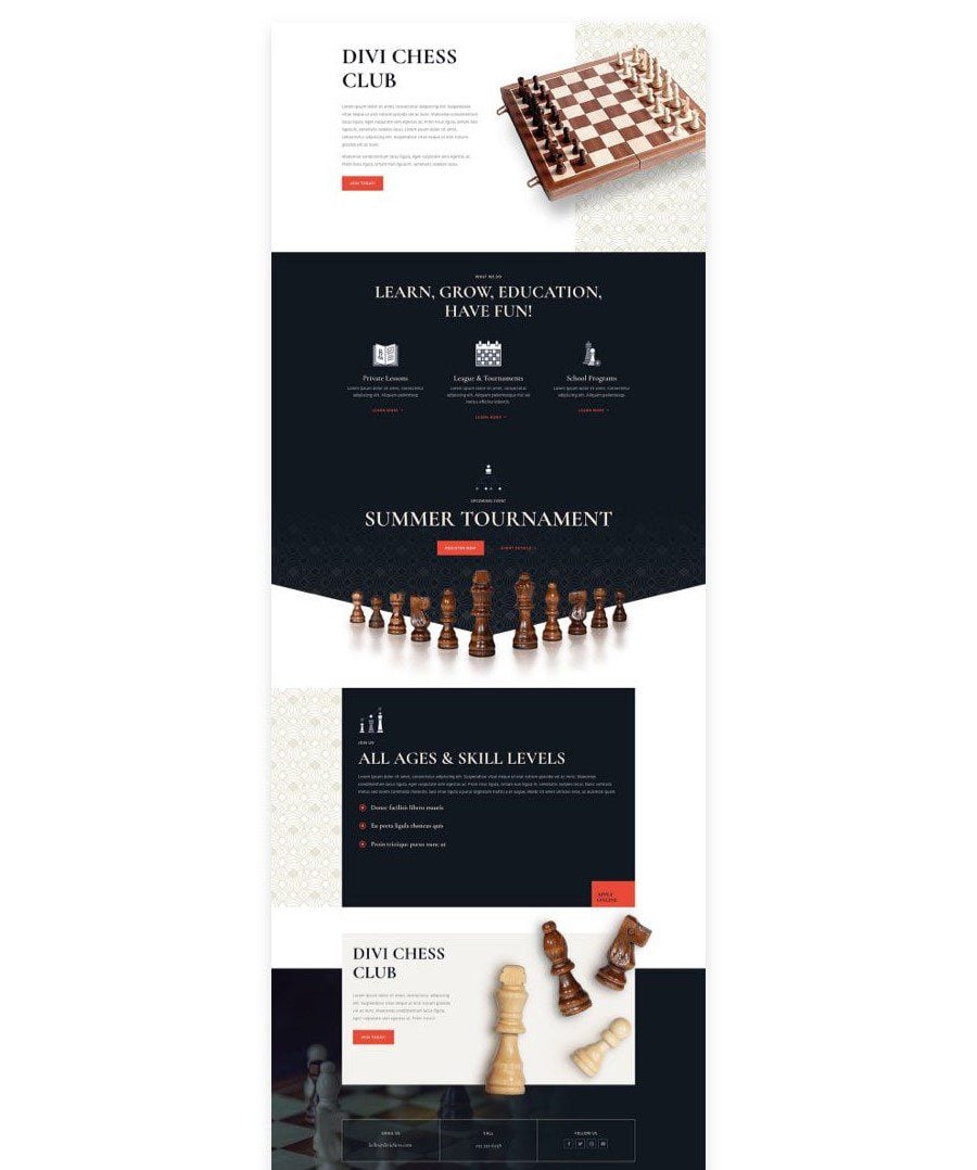 Nachahmung dieser Layout -Schachclub -Website
