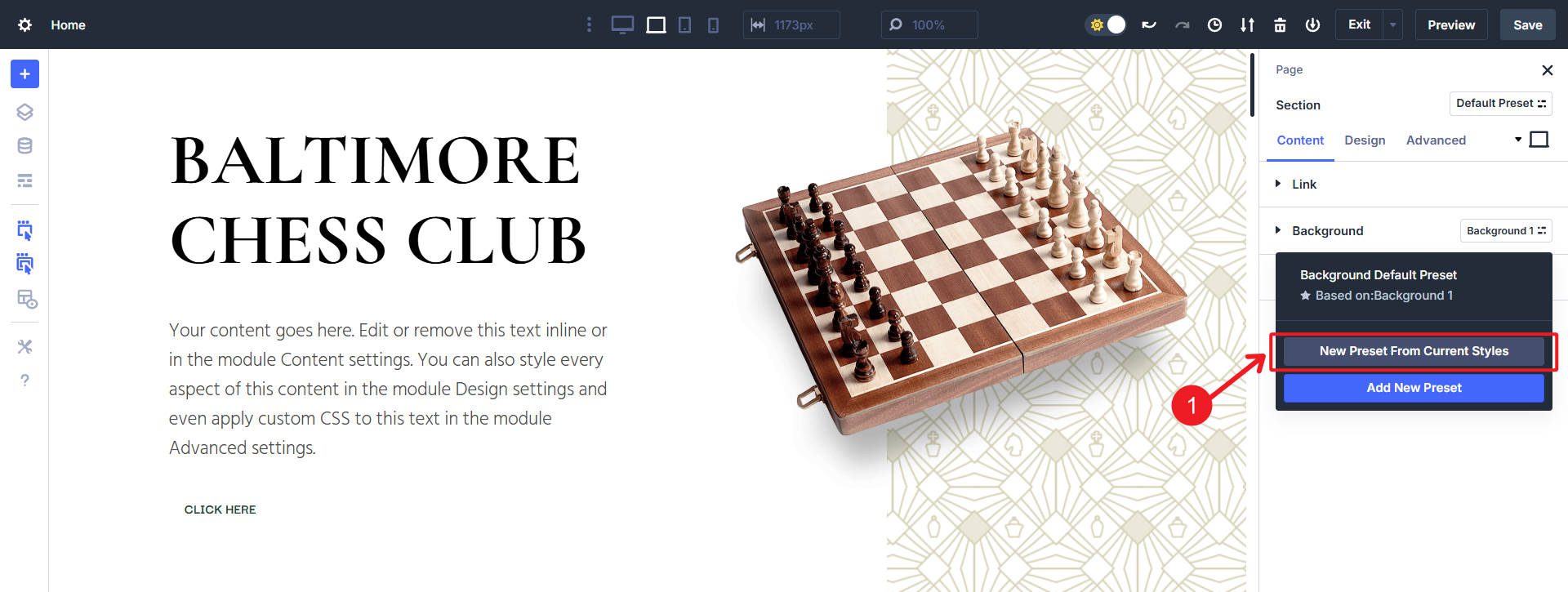 Divi 5 neue Voreinstellung von aktuellen Stilen, um Module Stile auf OG oder Element Preset zu übertragen