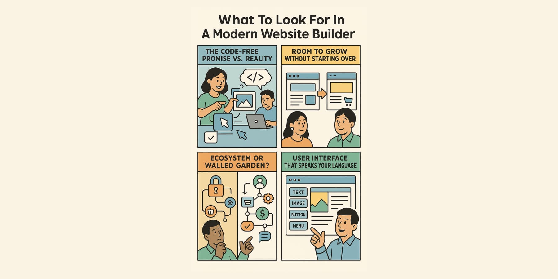 O que procurar em um construtor de sites moderno - representação visual