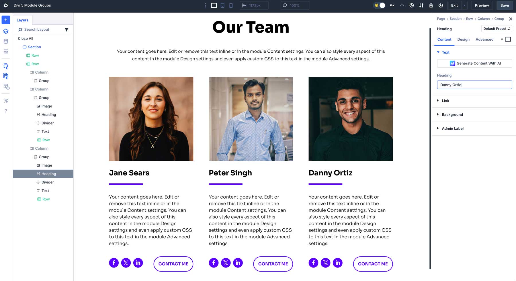 Divi 5의 모듈 그룹