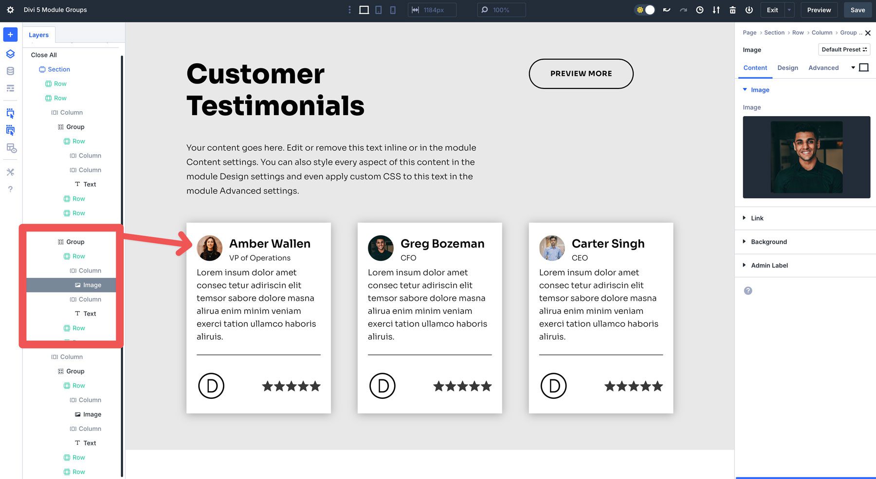 Divi 5의 모듈 그룹