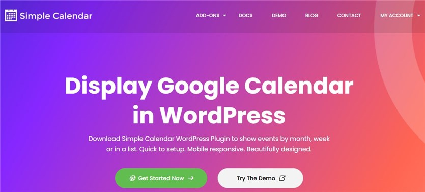 Tangkapan layar dari beranda WordPress kalender sederhana.
