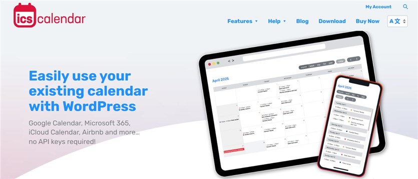 Tangkapan layar dari beranda plugin kalender ICS.