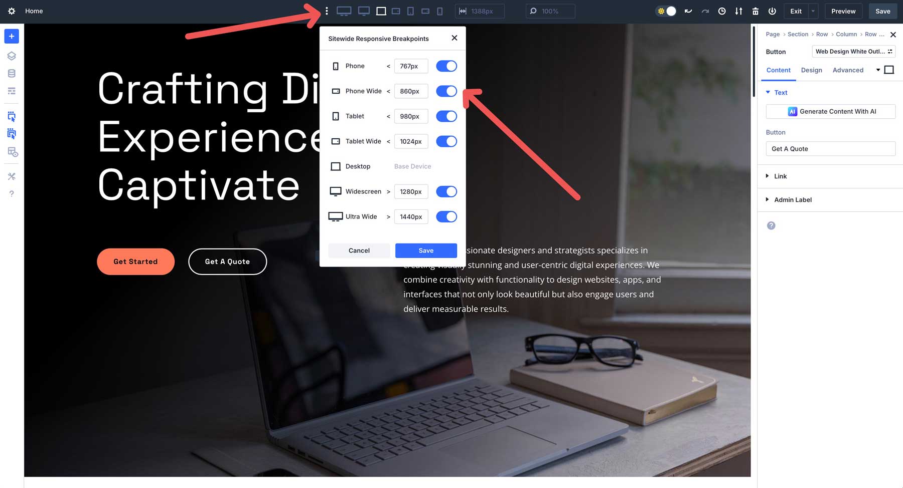 Divi 5 브레이크 포인트