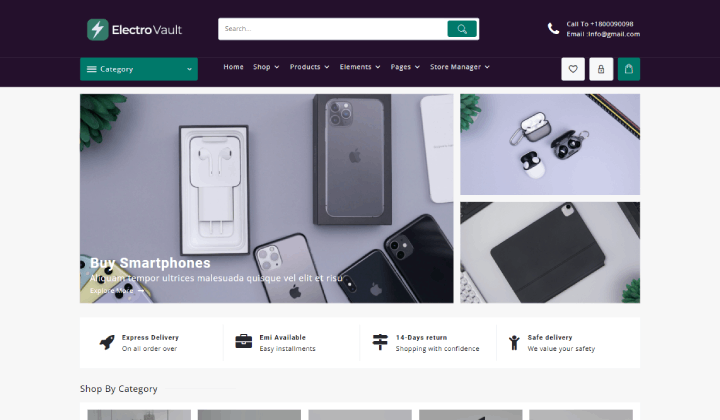 14 เทมเพลต WooCommerce ที่เรียบง่ายสำหรับร้านค้าสมัยใหม่ 11 Electro Vault