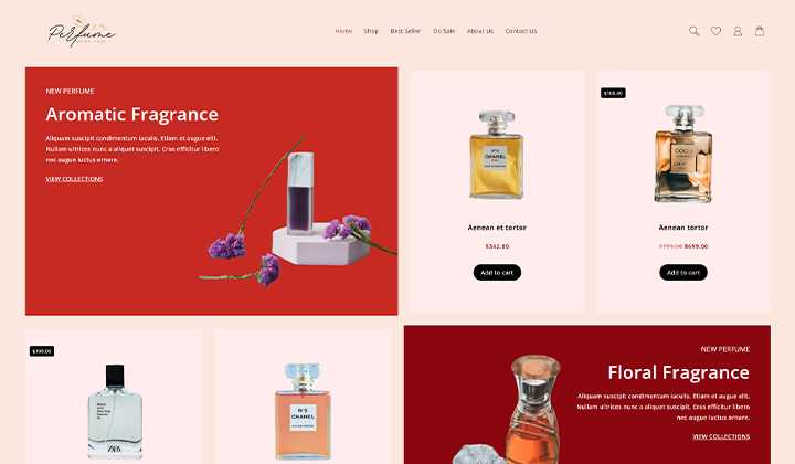 14 เทมเพลต WooCommerce ที่เรียบง่ายสำหรับร้านค้าสมัยใหม่ 9 Perfume Mania Store WordPress Theme template