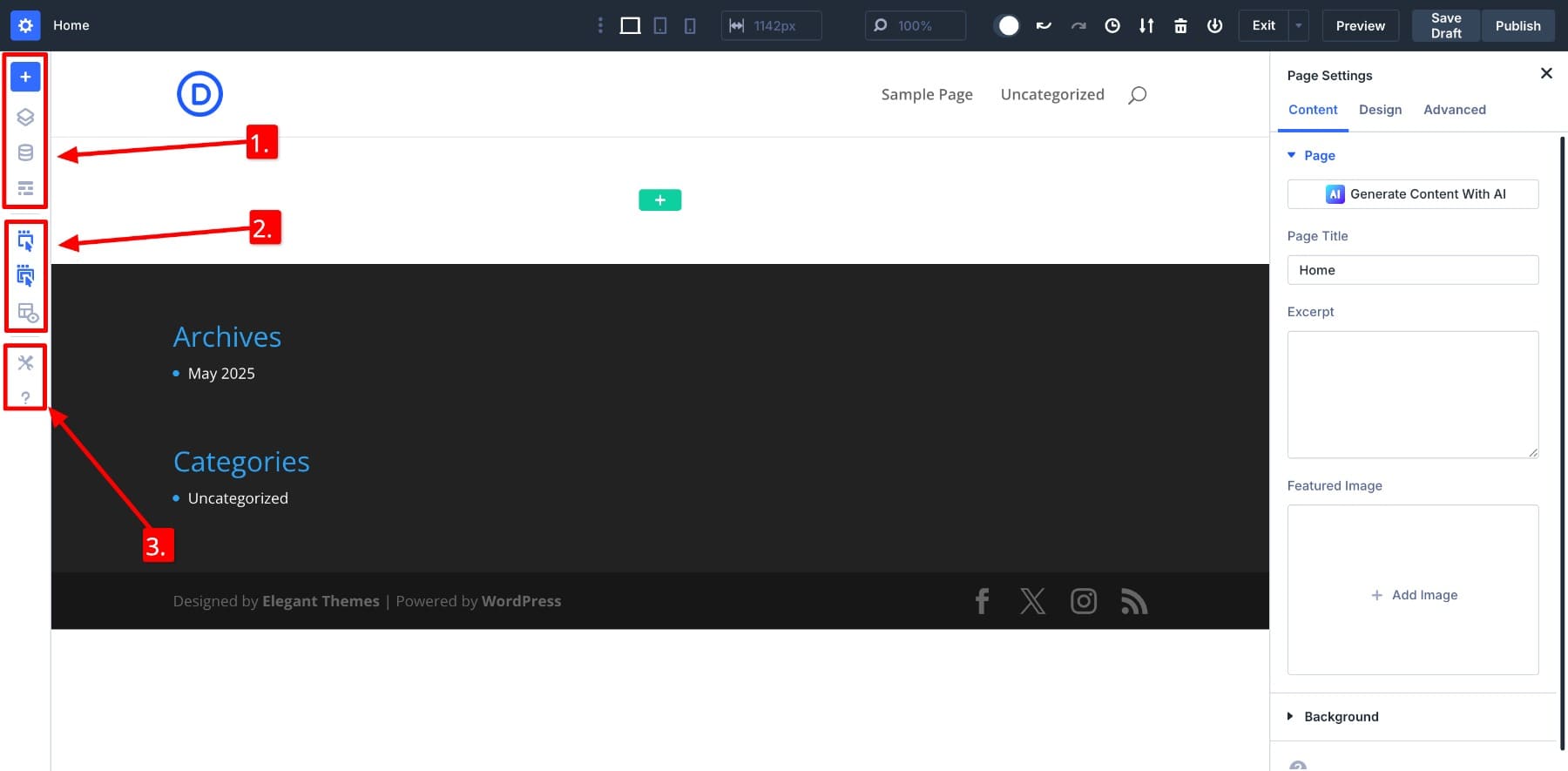 Divi 5の左側パネル