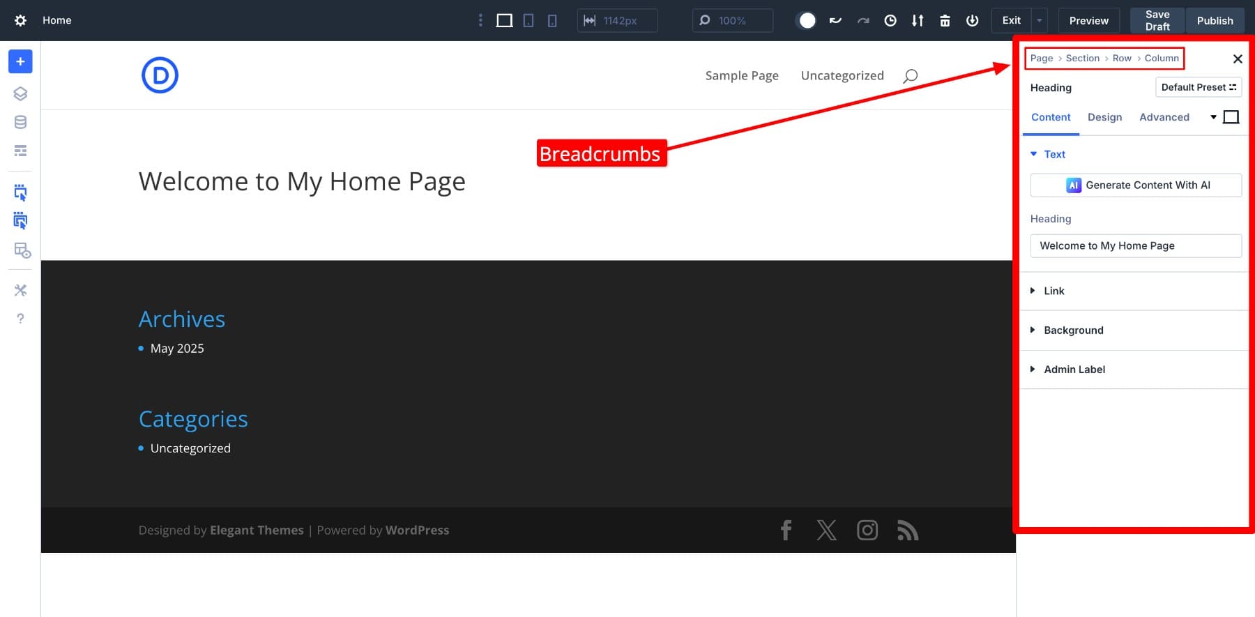 Divi 5の右側パネル設定