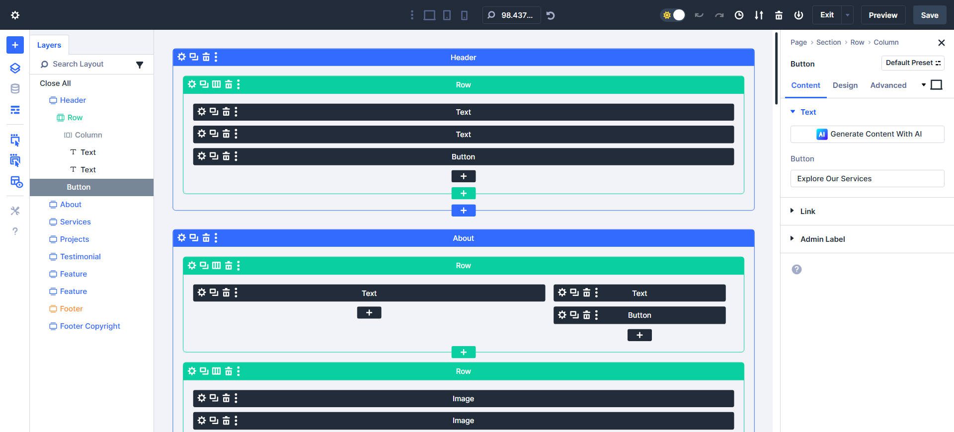 Vue filaire sur divi 5