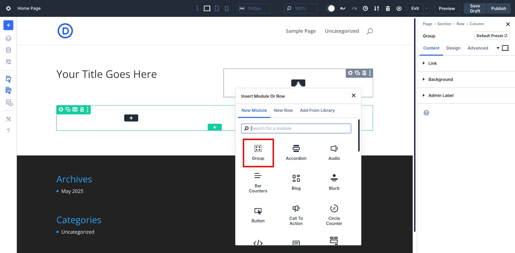 Divi 5のモジュールグループ