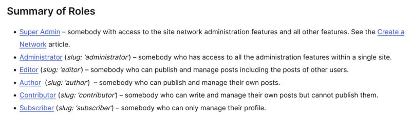 Visión general de los roles y capacidades de los usuarios de WordPress
