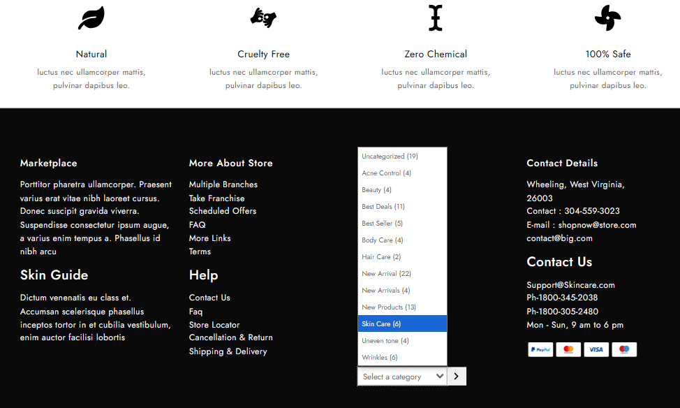 หมวดผลิตภัณฑ์ WooCommerce คืออะไร? วิธีการจัดระเบียบและแสดงผลิตภัณฑ์อย่างมีประสิทธิภาพ 19 categories in footer 1