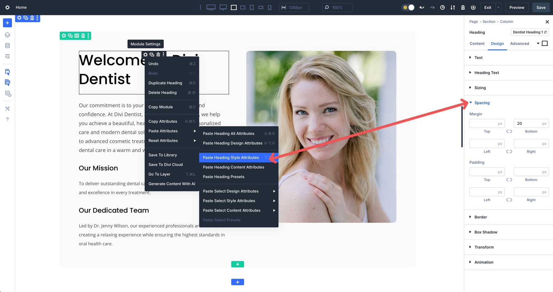 Divi 5の貼り付けモジュールスタイルの属性