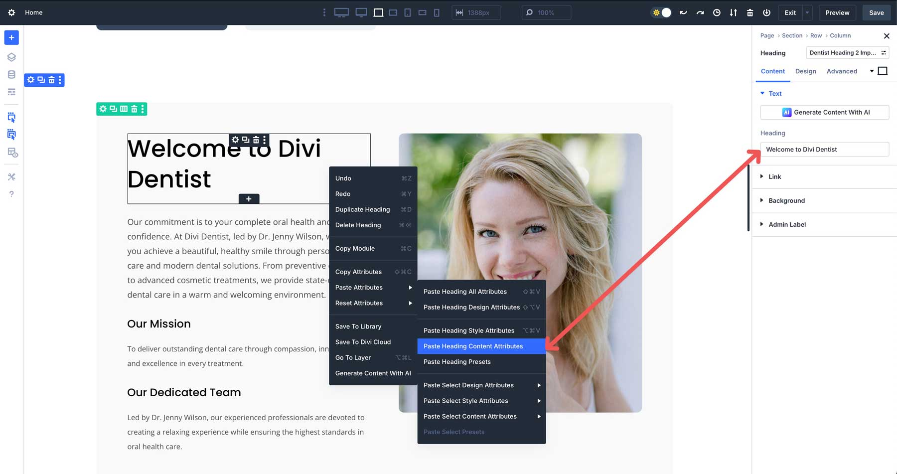 Divi 5にコンテンツ属性を貼り付けます