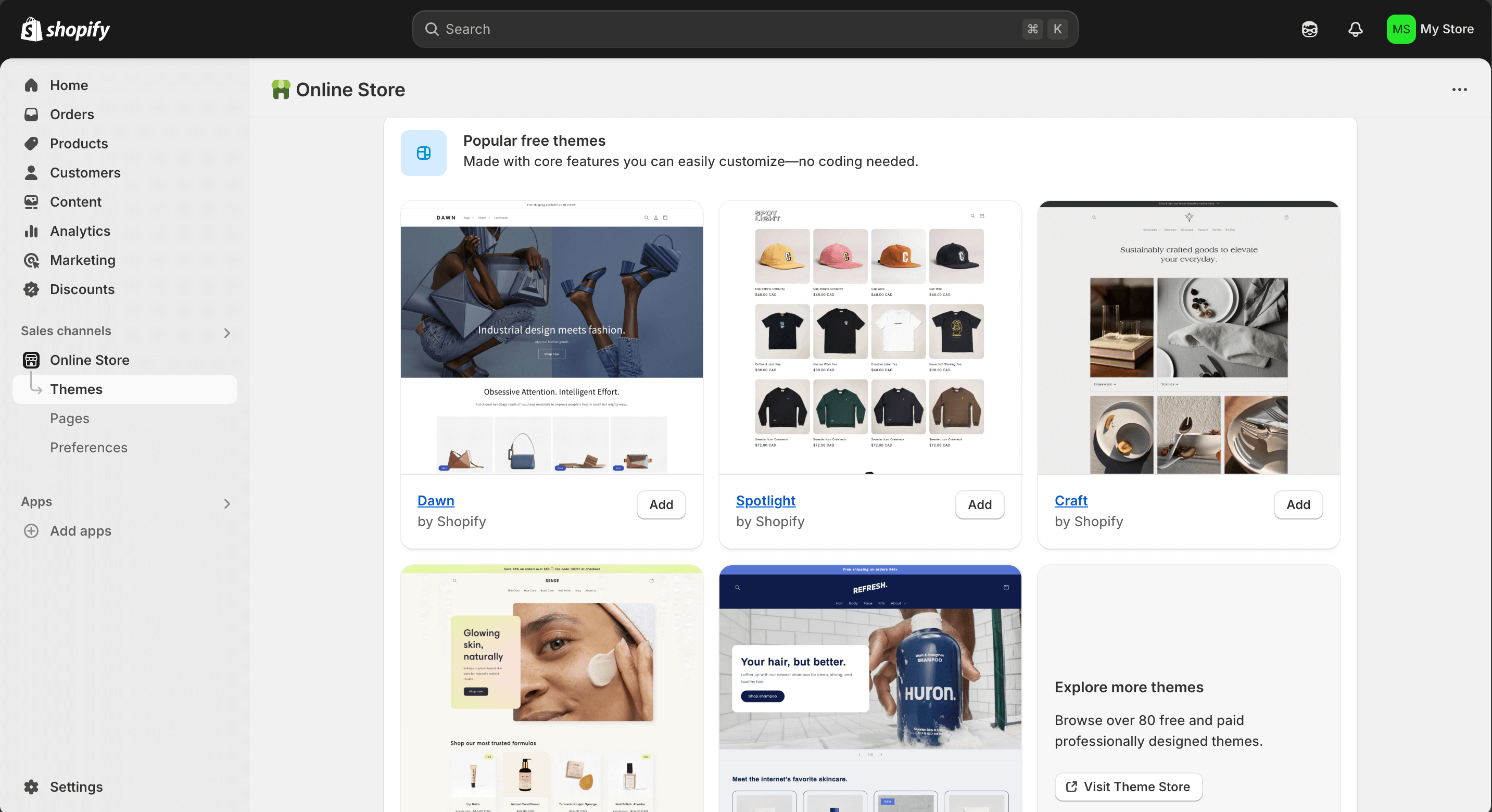 これはShopifyテーマのスクリーンショットです