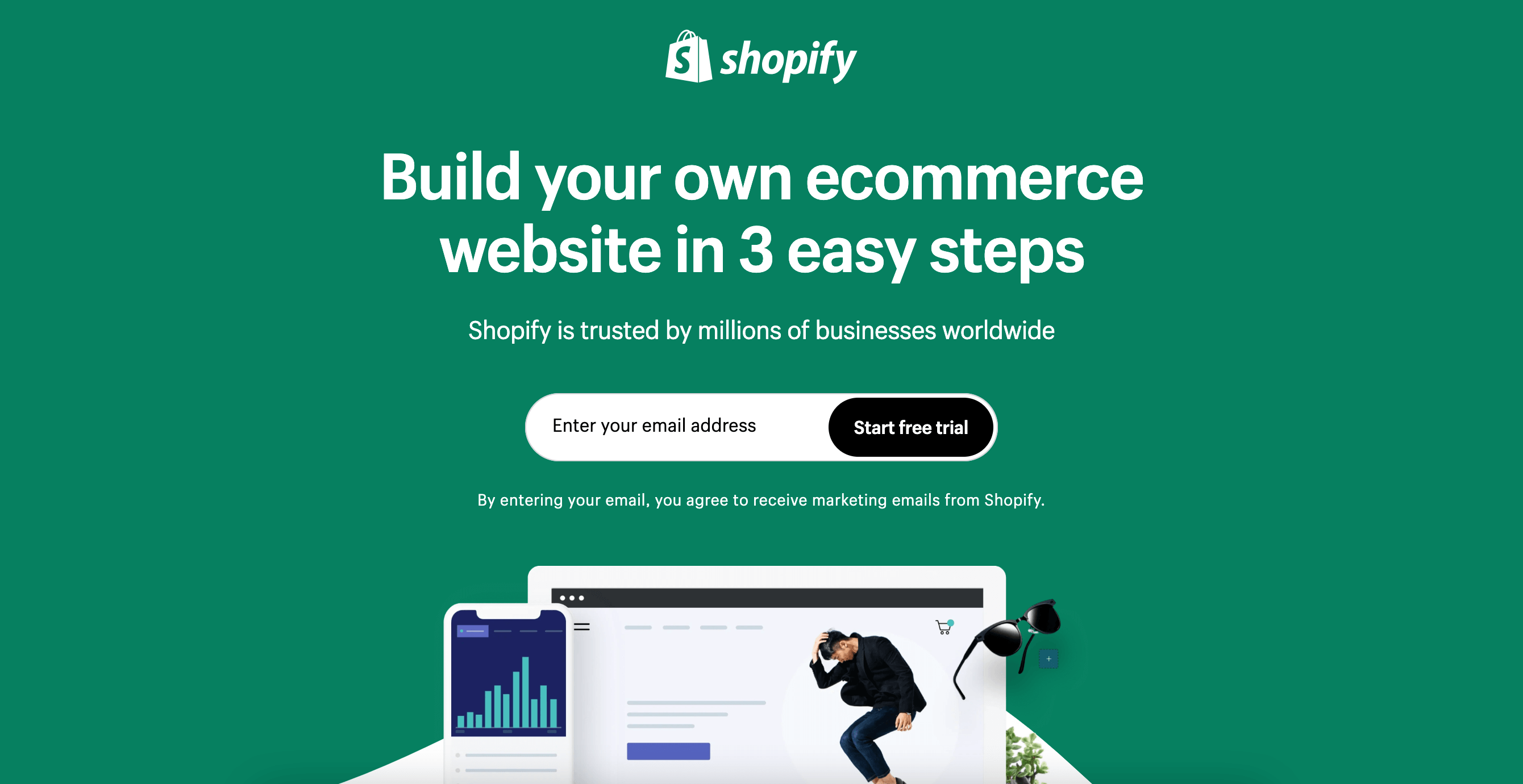 これは、Shopifyのホームページのスクリーンショットです