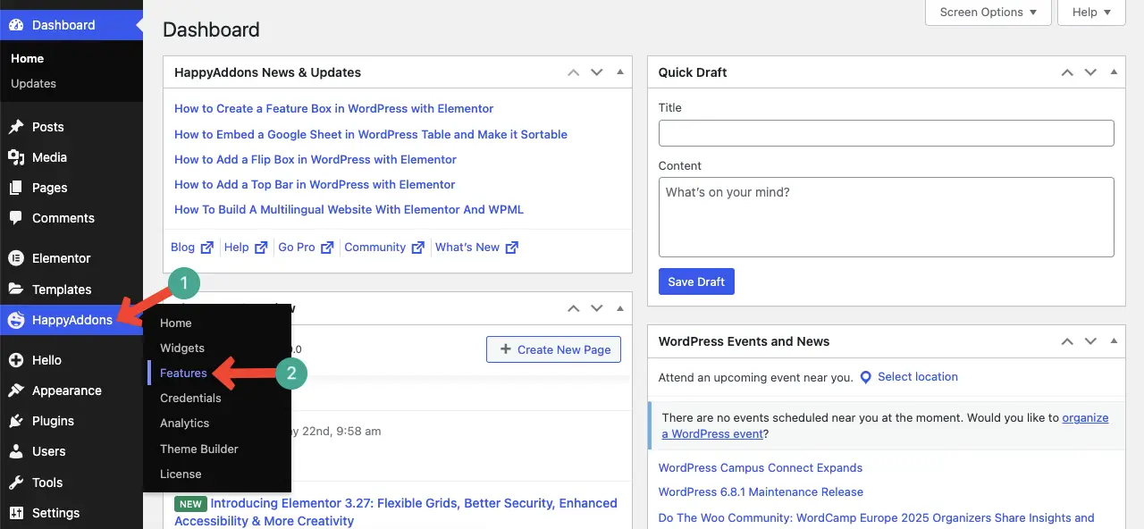 Come visualizzare la barra di avanzamento di lettura in wordpress con elemento 1 Go to the feature page of HappyAddons